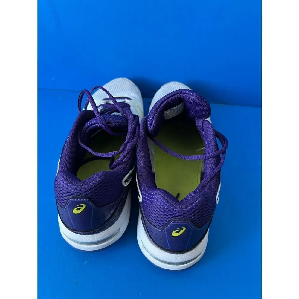 Asics Gel Rocket Women White Purple Volleyball Trainers Shoes Size11 B455N-0133
